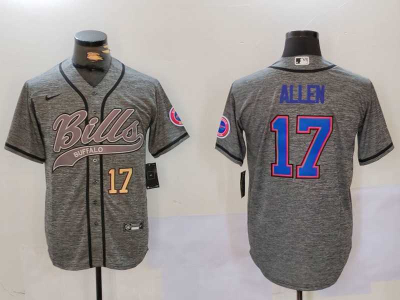 Mens Buffalo Bills #17 Josh Allen Grey Team Cool Base Stitched Baseball Jersey